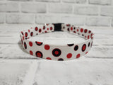 Black and Red Polka Dot 1" Large Buckle Collar 15"-24"