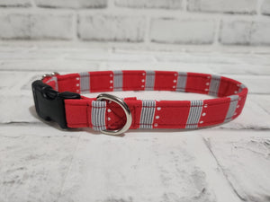 Red Stripes 3/4" Small Buckle Collar 10"-15"