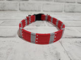 Red Stripes 3/4" Small Buckle Collar 10"-15"