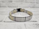 Grey and Yellow Plaid 3/4" Small Buckle Collar 10"-15"