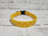 Yellow and White Polka Dot 3/4" Small Buckle Collar 10"-15"