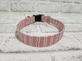 Vintage Soft Pink Stripes 3/4" Small Buckle Collar 10"-15"