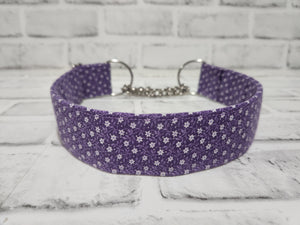 Tiny Purple Floral 1.5" Large Chain Martingale Collar 17"-24"