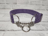 Tiny Purple Floral 1.5" Large Chain Martingale Collar 17"-24"