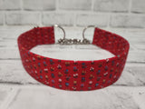 Tiny Floral on Red 1.5" Large Chain Martingale Collar 17"-24"