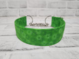 Green Dandelion 1.5" Medium Chain Martingale Dog Collar 12"-19"