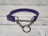 Purple Floral 3/4" Medium Chain Martingale Collar 12"-19"