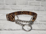 Leopard Print 1" Medium Chain Martingale Collar 12"-19"