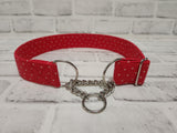Red Stars 1.5" XL Chain Martingale Collar 17"-28"