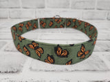 Monarchs on Green 1.5" XL Martingale Collar 17"-28"