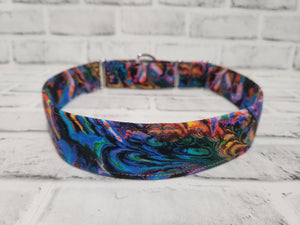 Psychedelic Swirls Blue 1.5" XL Martingale Collar 17"-28"