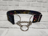 Metallic Rainbow Stars 1.5" XL Chain Martingale Collar 17"-28"