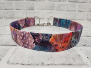 Watercolor Feathers 1.5" XL Chain Martingale Collar 17"-28"