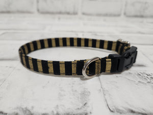 Black and Gold Stripes 1/2" X-Small Buckle Collar  7"-11"
