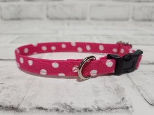 Pink and White Polka Dots 1/2" X-Small Buckle Collar  7"-11"