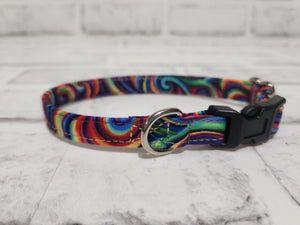 Rainbow Swirls 1/2" X-Small Buckle Collar  7"-11"