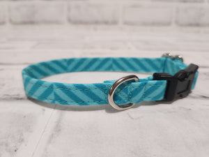 Teal Herringbone 1/2" X-Small Buckle Collar  7"-11"