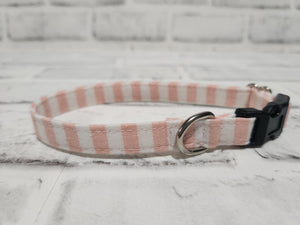 Pink and White Stripes 1/2" X-Small Buckle Collar  7"-11"