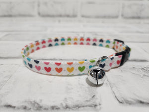 Rainbow Hearts 3/8" Cat Collar