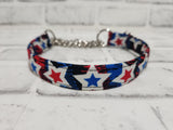 Red White and Blue Stars 3/4" Small Chain Martingale Collar 10"-15"