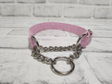 Pink Glitter 3/4" Small Chain Martingale Collar 10"-15"