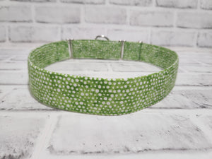 Green and White Polka Dot 1.5" XL Martingale Collar 17"-28"