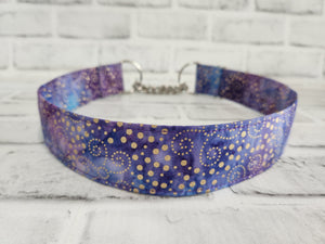 Purple Blue and Gold 1.5" XL Chain Martingale Collar 17"-28"