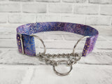 Purple Blue and Gold 1.5" XL Chain Martingale Collar 17"-28"