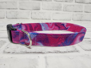 Pink and Purple Swirl 1" Medium Buckle Collar 12"-19"
