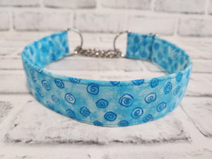 Blue Swirl 1.5" Large Chain Martingale Collar 17"-24"
