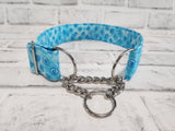 Blue Swirl 1.5" Large Chain Martingale Collar 17"-24"