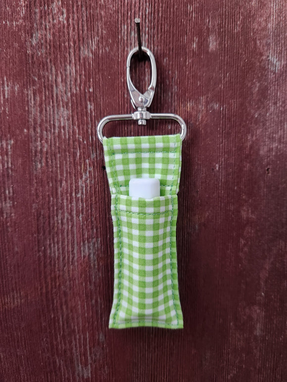 Green and White Gingham Chapstick Holder