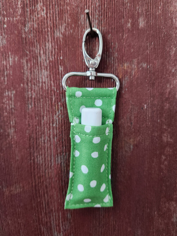 Green and White Polka Dot Chapstick Holder