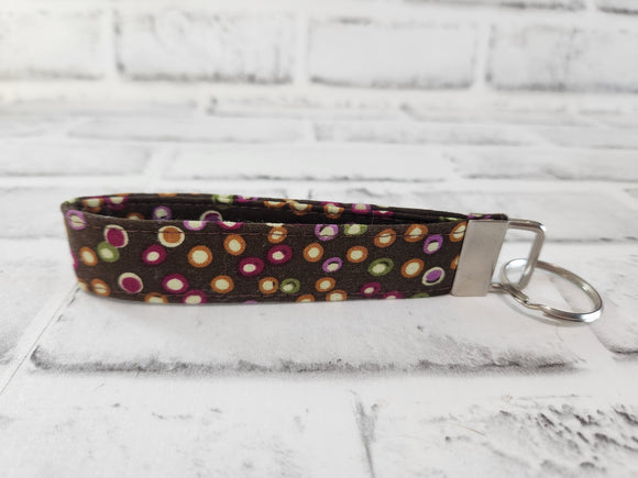 Autumn Polka Dot Fabric Key Fob