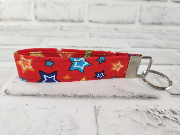 Red with Stars Fabric Key Fob