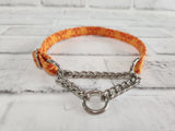 Orange Scroll 1/2" Small Chain Martingale Collar 10"-15"