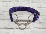 Purple Polka Dot 1.5" Large Chain Martingale Collar 17"-24"