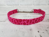 Pink Leopard 5/8" Small Chain Martingale Collar 10"-15"