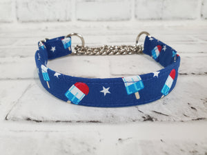 Rocket Popsicle 3/4" Small Chain Martingale Collar 10"-15"