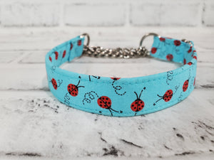 Glitter Ladybug 3/4" Small Chain Martingale Collar 10"-15"