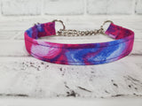 Pink Purple Blue Swirl 3/4" Small Chain Martingale Collar 10"-15"