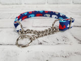 Patriotic Whales 3/4" Small Chain Martingale Collar 10"-15"