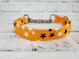 Orange and Stars 3/4" Small Chain Martingale Collar 10"-15"