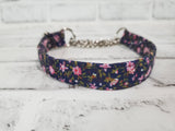 Little Pink Flowers  3/4" Small Chain Martingale Collar 10"-15"