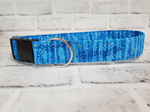 Blue Dew Drops 1.5" Large Buckle Collar 15"-24"