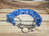 Blue Paisley 1.5" XL Chain Martingale Collar 19"-28"