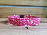 Pink Floral 5/8" Small Dog Buckle Collar 10"-15"