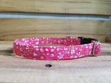 Pink Floral 5/8" Small Dog Buckle Collar 10"-15"