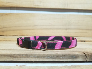 Pink Zebra Print 3/8" X-Small Dog Buckle Collar  7"-11"