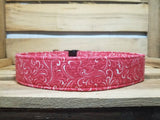 Red Swirl 1.5" XL Buckle Dog Collar 18"-30"